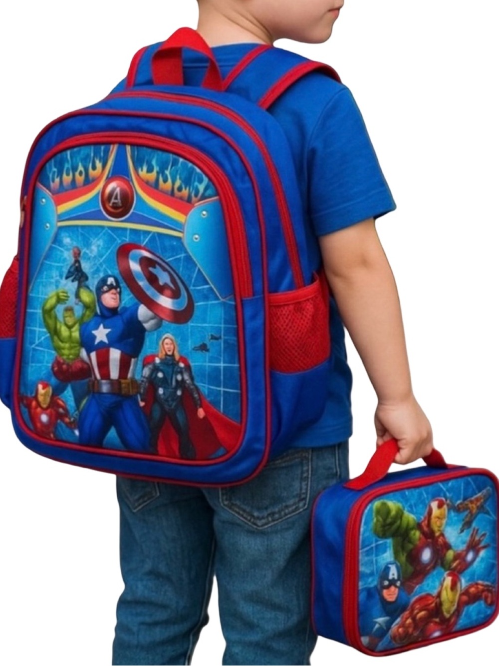 Avengers set 17” Backpack & Lunchbox Marvel Superheroes School Bag NWOT